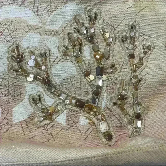 AUTHENTIC COACH 17031 AUDREY CORAL CANVAS TOTE PURSE BAG CREAM PINK VACATION - Picture 11 of 12